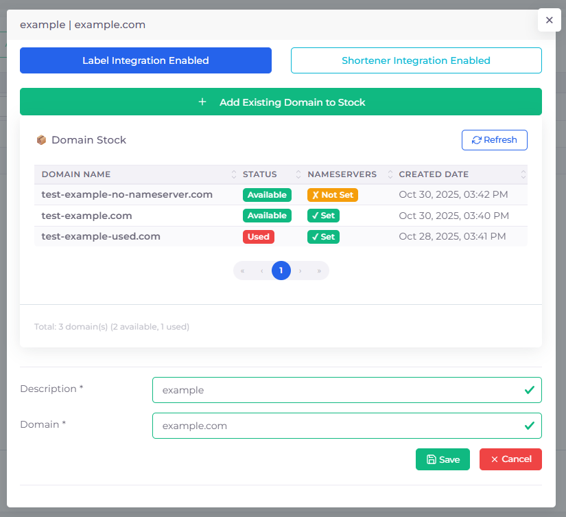 Tampilan Detail dan Konfigurasi Slot Domain