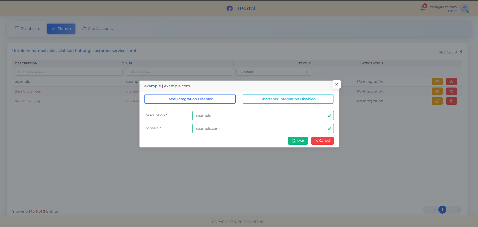 Navigasi menu ke Configure Shortener Integration di Plumm